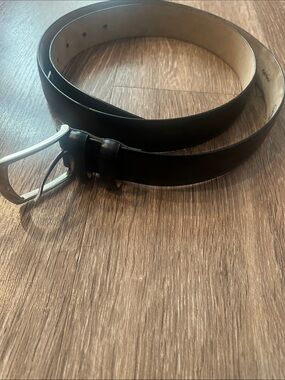 Erreghé for Neiman Marcus Men's Black Leather Belt with Silver Buckle